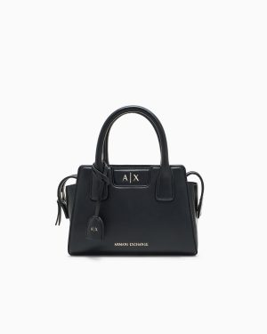 Handbag with shoulder strap and logo