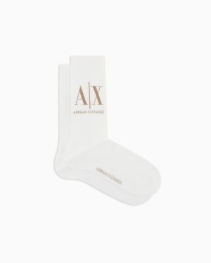 Ribbed Cotton Socks with Inlaid Logo