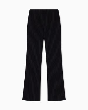 Pinstriped fabric trousers