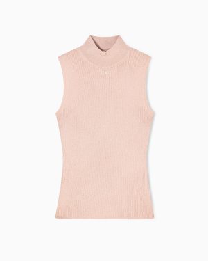 High-neck lurex yarn top