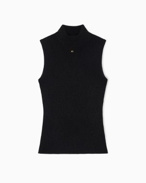 High-neck lurex yarn top