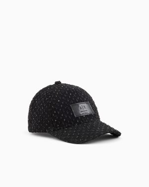 Denim hat with studs