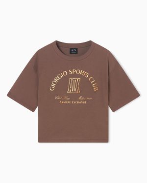 Cropped T-shirt in cotton jersey