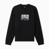 Black Armani Exchange crewneck sweatshirt with a white AX logo on the chest area.